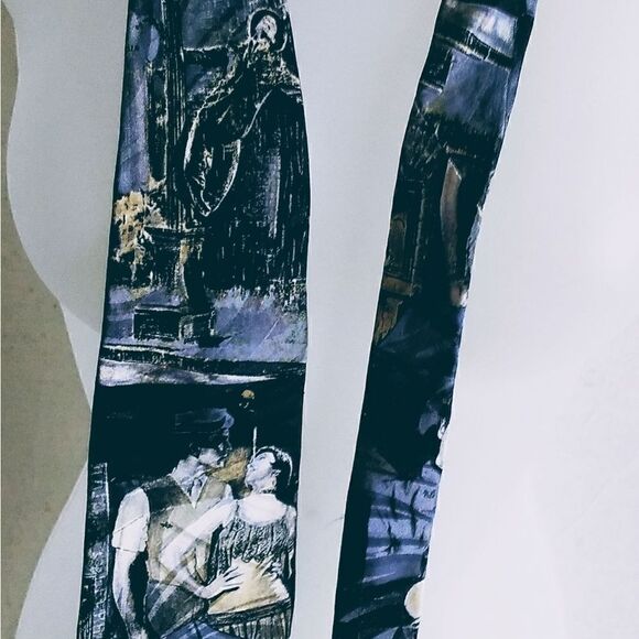 TIE 100% SILK  AUTHENTIC "SINGIN IN THE RAIN"   Made in USA 1980's VINTAGE - Picture 4 of 10